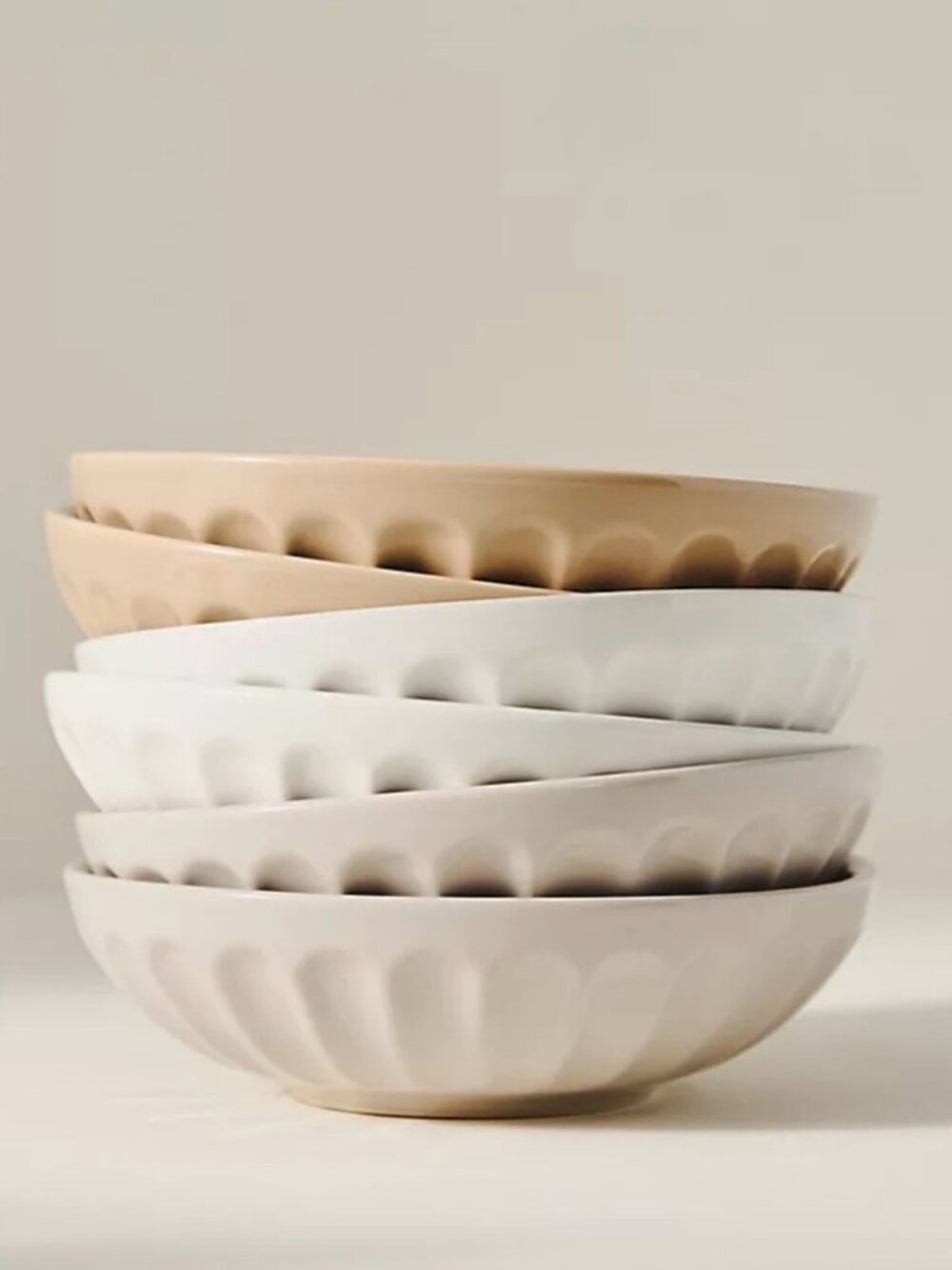 NWOT Anthropologie Matte Latte Pasta Bowl White Set of 2